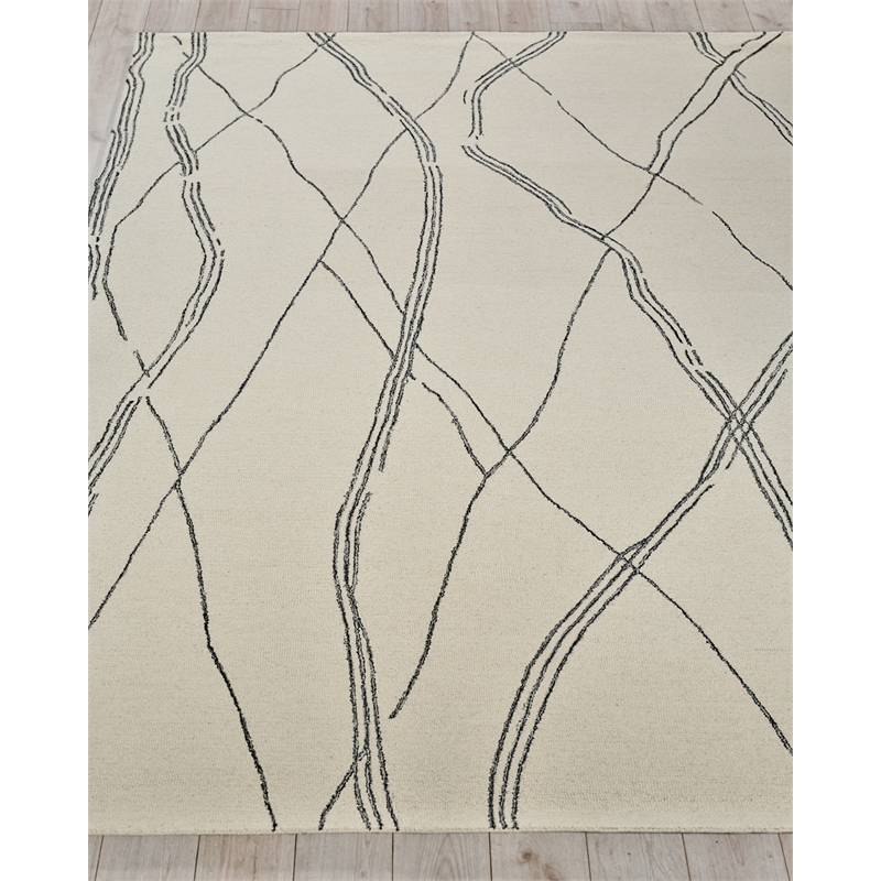 Tangiers Hand-Tufted New Zealand Wool Ivory/Black 6'x9' Area Rug