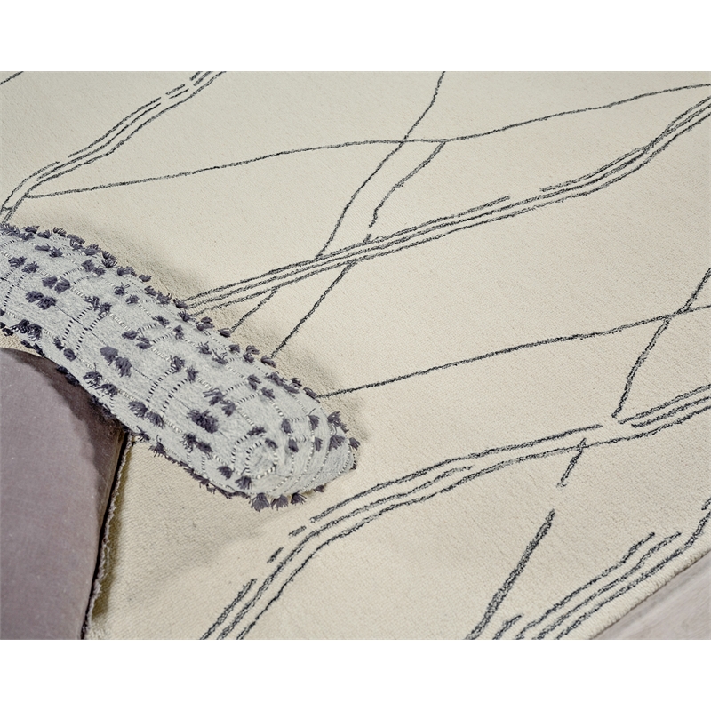 Tangiers Hand-Tufted New Zealand Wool Ivory/Black 6'x9' Area Rug