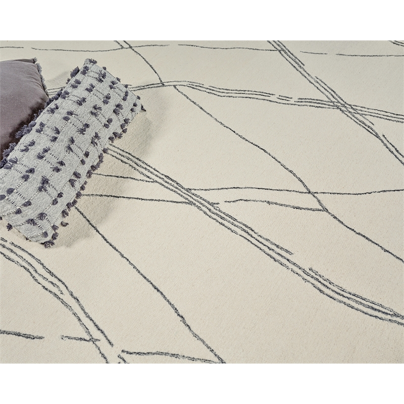 Tangiers Hand-Tufted New Zealand Wool Ivory/Black 6'x9' Area Rug