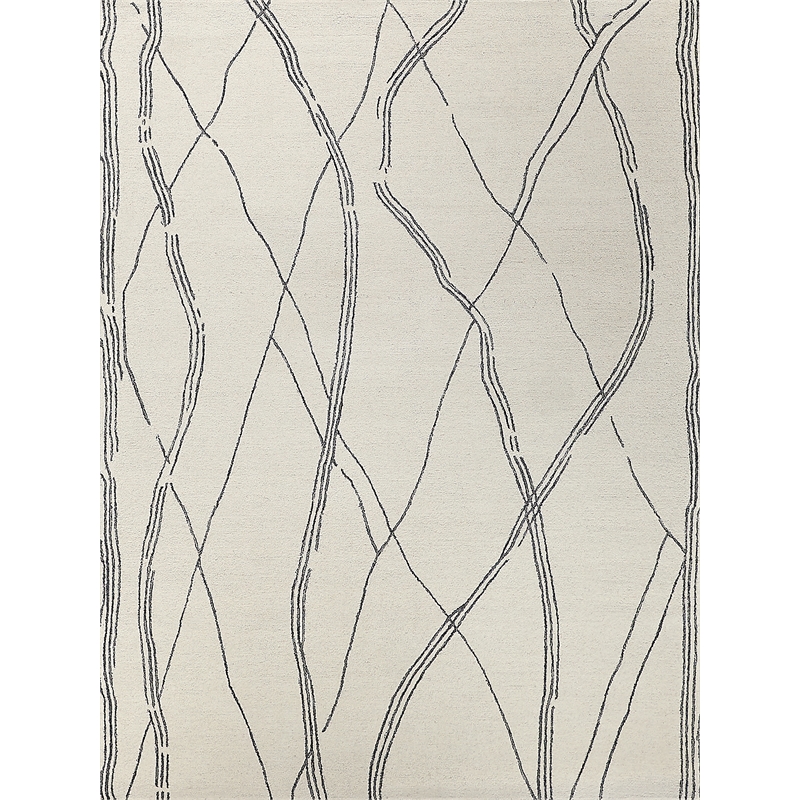Tangiers Hand-Tufted New Zealand Wool Ivory/Black 6'x9' Area Rug