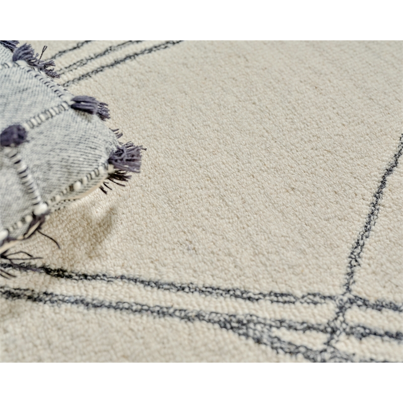 Tangiers Hand-Tufted New Zealand Wool Ivory/Black 9'x12' Area Rug