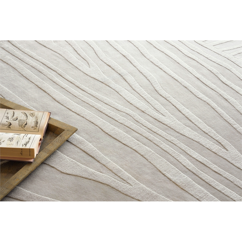 Tempo Handloomed New Zealand Wool Light Silver 10'x14' Area Rug