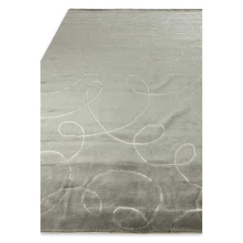 Super Tibetan Hand-Knotted Wool/Bamboo Silk Blue 6'x9' Area Rug