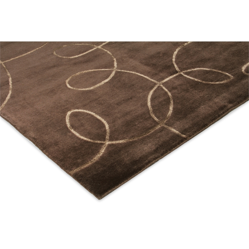 Super Tibetan Hand-Knotted Wool/Bamboo Silk Chocolate 9'x12' Area Rug