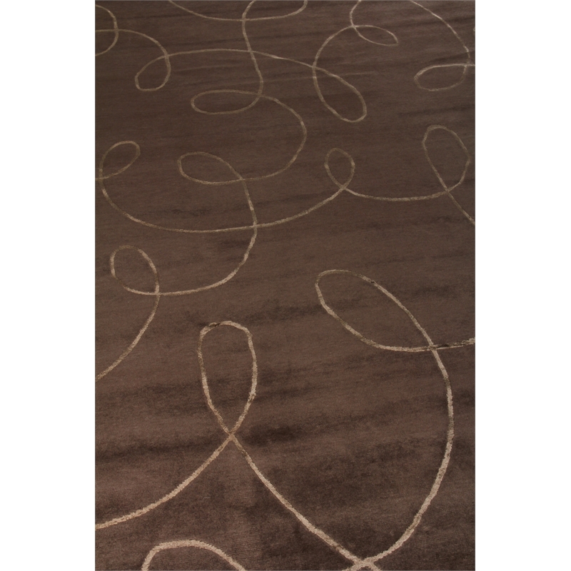 Super Tibetan Hand-Knotted Wool/Bamboo Silk Chocolate 9'x12' Area Rug