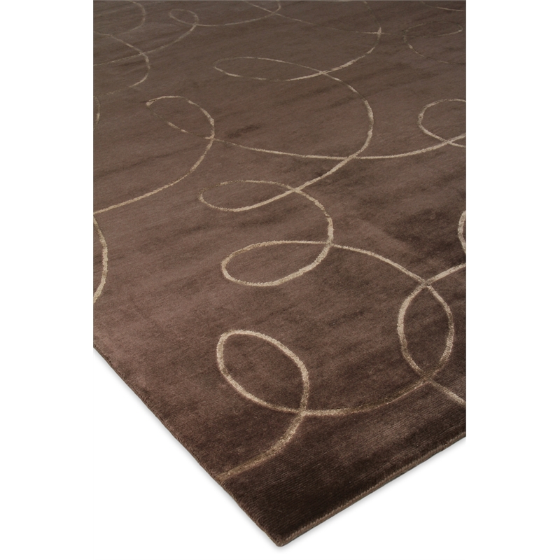 Super Tibetan Hand-Knotted Wool/Bamboo Silk Chocolate 9'x12' Area Rug