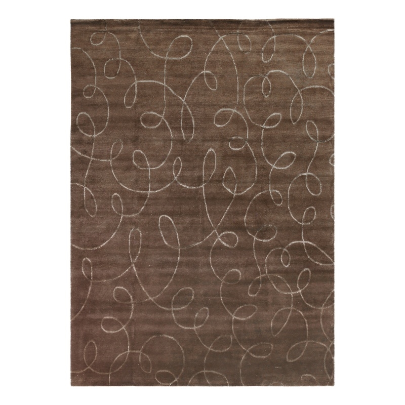Super Tibetan Hand-Knotted Wool/Bamboo Silk Chocolate 9'x12' Area Rug