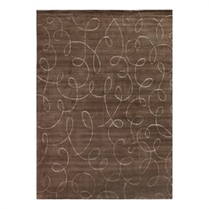 Super Tibetan Hand-Knotted Wool/Bamboo Silk Chocolate 9'x12' Area Rug