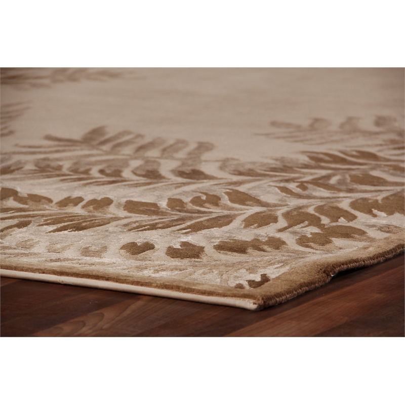 Super Tibetan Hand-Knotted Wool/Bamboo Silk Beige 5'6