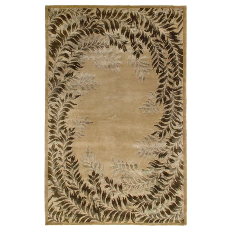 Super Tibetan Hand-Knotted Wool/Bamboo Silk Beige 5'6