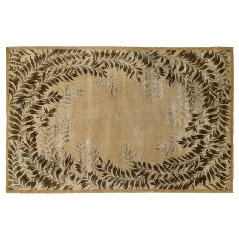 Super Tibetan Hand-Knotted Wool/Bamboo Silk Beige 5'6