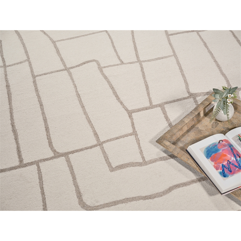 Tangiers Hand-Tufted New Zealand Wool Ivory/Beige 9'x12' Area Rug