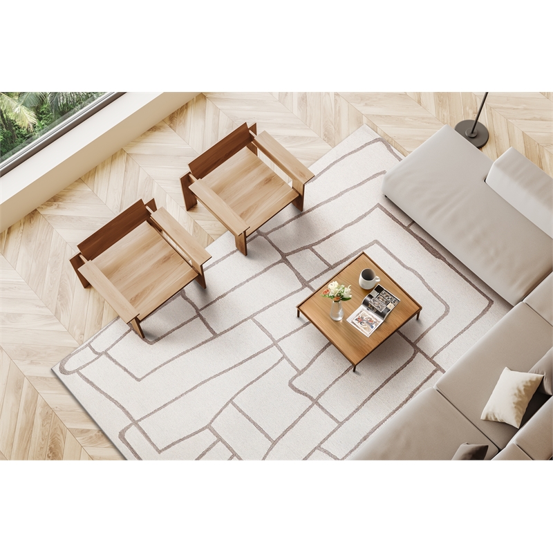 Tangiers Hand-Tufted New Zealand Wool Ivory/Beige 9'x12' Area Rug