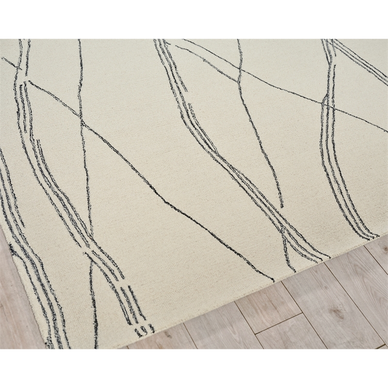 Tangiers Hand-Tufted New Zealand Wool Ivory/Black 5'x8' Area Rug