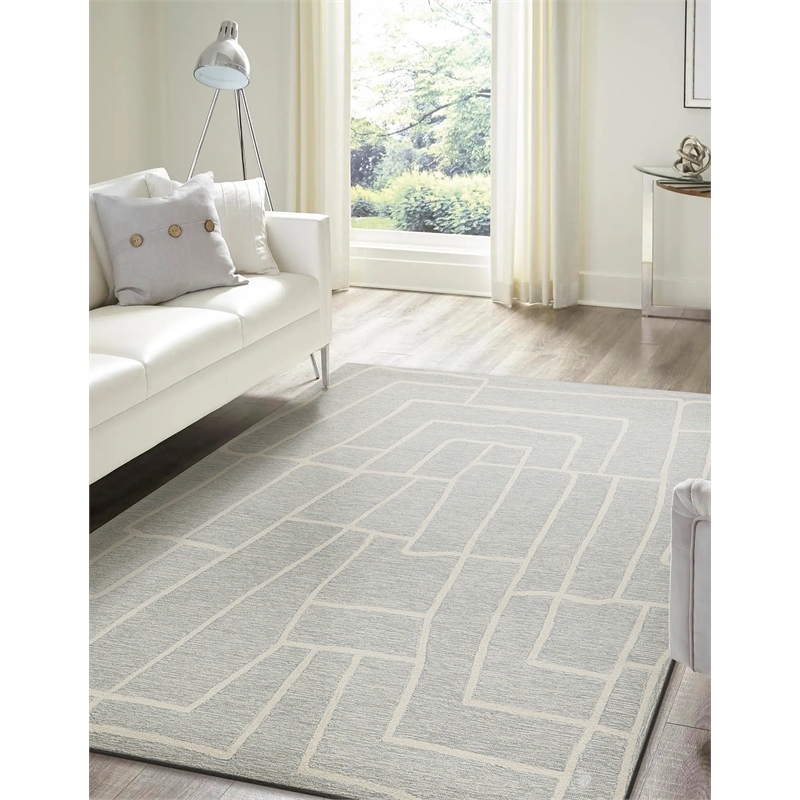 Tangiers Hand-Tufted New Zealand Wool Blue/Ivory 6'x9' Area Rug