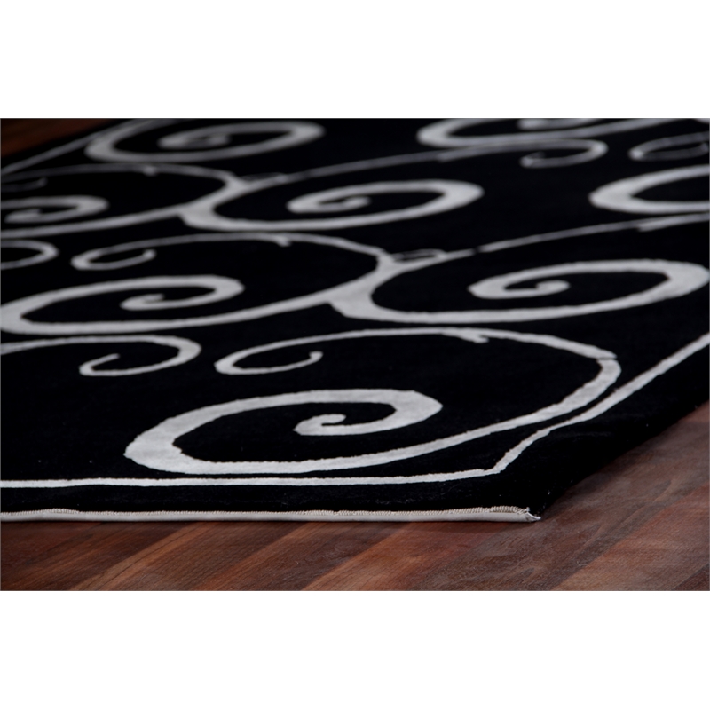 Super Tibetan Hand-Knotted Wool/Bamboo Silk Black/Silver 10'x14' Area Rug