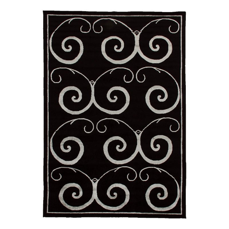 Super Tibetan Hand-Knotted Wool/Bamboo Silk Black/Silver 10'x14' Area Rug