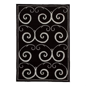 Super Tibetan Hand-Knotted Wool/Bamboo Silk Black/Silver 10'x14' Area Rug