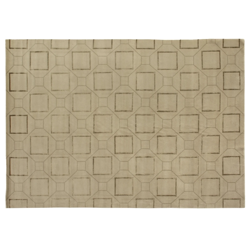 Super Tibetan Hand-Knotted Wool/Bamboo Silk Ivory 6'x9' Area Rug