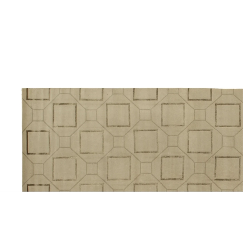 Super Tibetan Hand-Knotted Wool/Bamboo Silk Ivory 6'x9' Area Rug