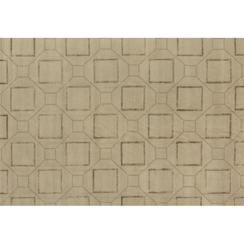 Super Tibetan Hand-Knotted Wool/Bamboo Silk Ivory 6'x9' Area Rug