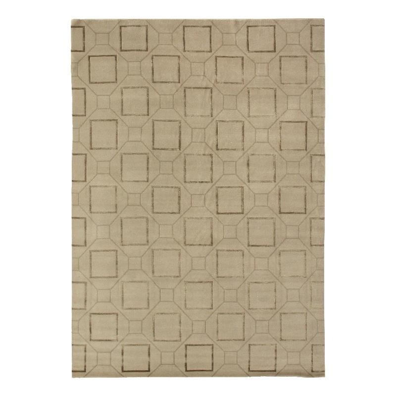 Super Tibetan Hand-Knotted Wool/Bamboo Silk Ivory 6'x9' Area Rug