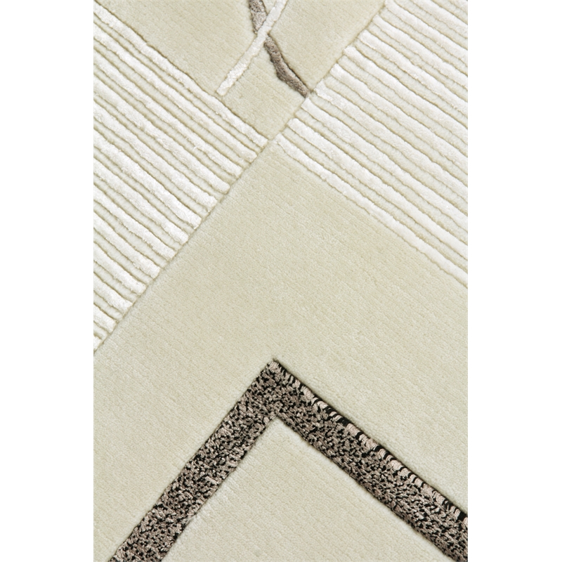 Super Tibetan Hand-Knotted Wool/Bamboo Silk Ivory 8'x10' Area Rug