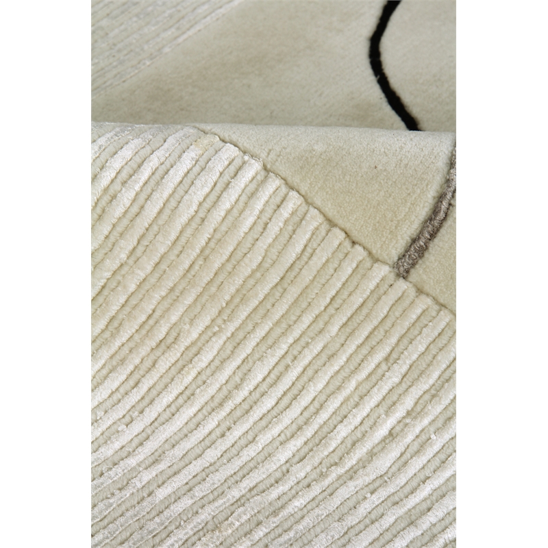 Super Tibetan Hand-Knotted Wool/Bamboo Silk Ivory 8'x10' Area Rug