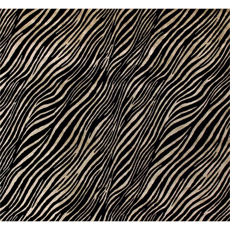 Super Tibetan Hand-Knotted Wool/Bamboo Silk Black/Silver 6'x9' Area Rug
