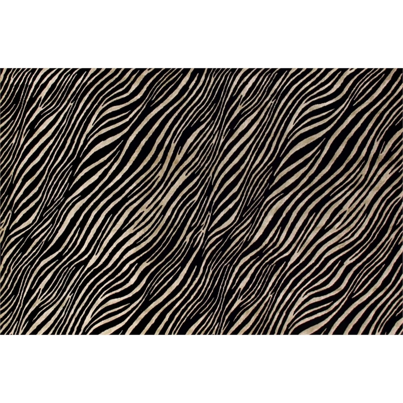 Super Tibetan Hand-Knotted Wool/Bamboo Silk Black/Silver 6'x9' Area Rug