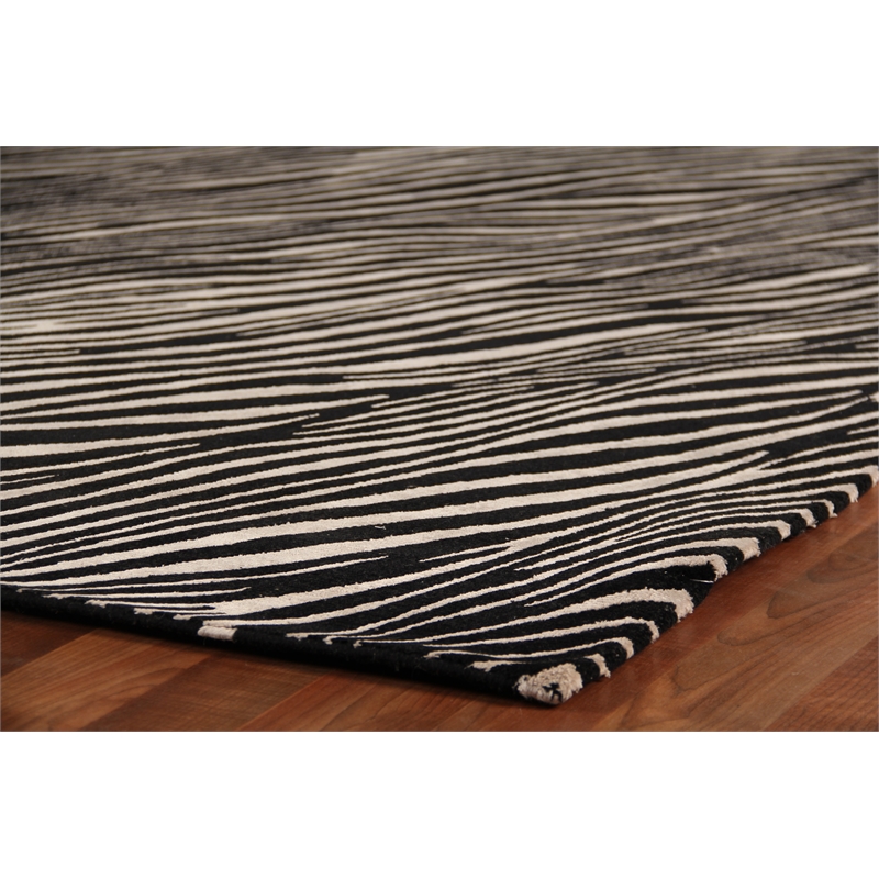 Super Tibetan Hand-Knotted Wool/Bamboo Silk Black/Silver 9'x12' Area Rug