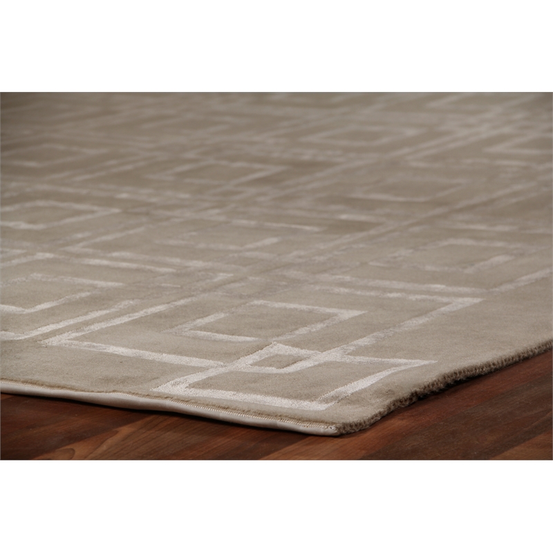 Super Tibetan Hand-Knotted Wool/Bamboo Silk Taupe 9'x12' Area Rug