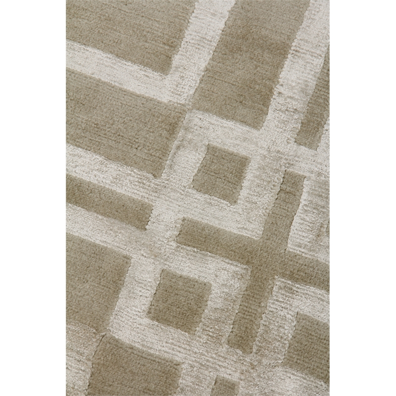 Super Tibetan Hand-Knotted Wool/Bamboo Silk Taupe 9'x12' Area Rug