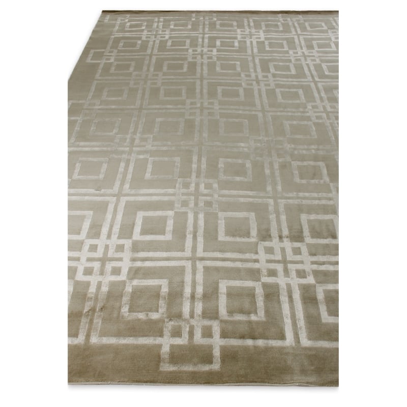 Super Tibetan Hand-Knotted Wool/Bamboo Silk Taupe 9'x12' Area Rug