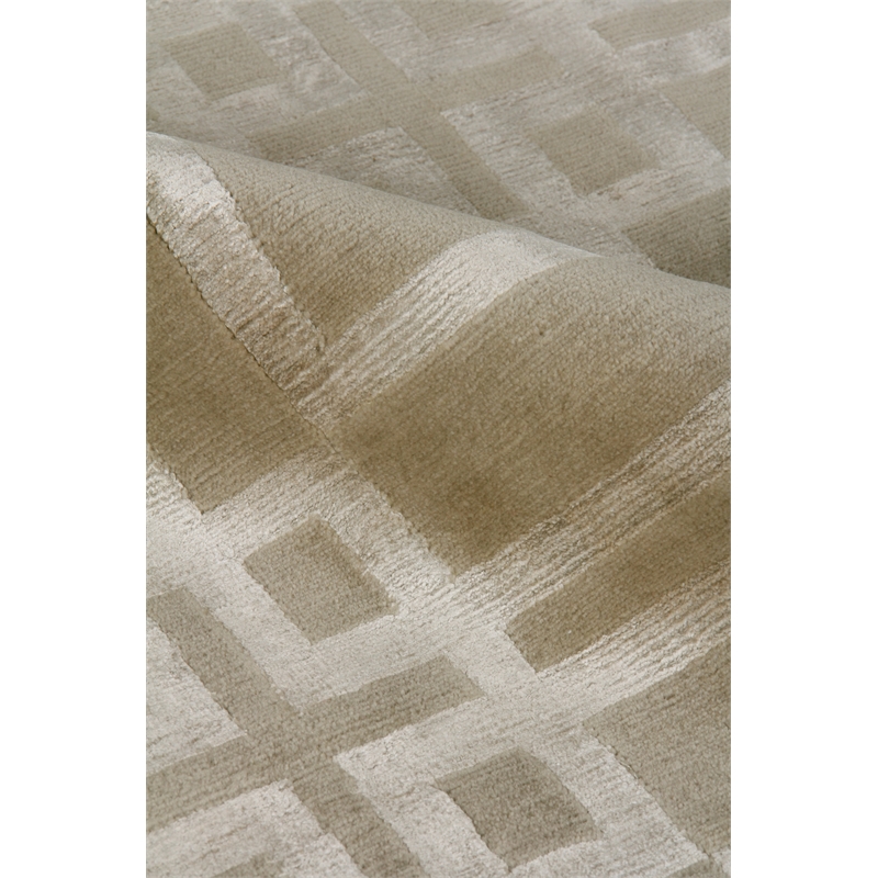 Super Tibetan Hand-Knotted Wool/Bamboo Silk Taupe 9'x12' Area Rug