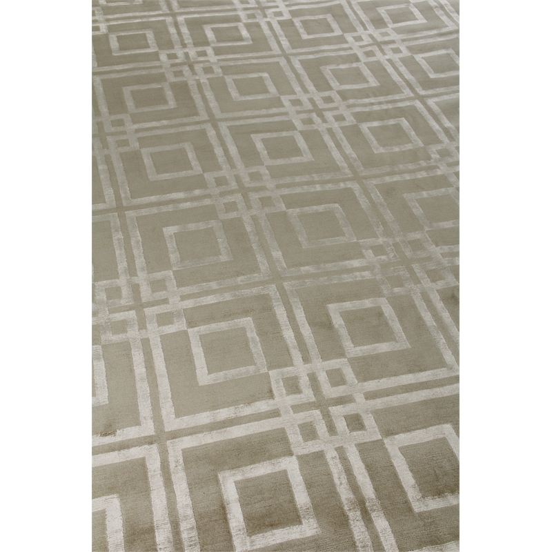Super Tibetan Hand-Knotted Wool/Bamboo Silk Taupe 9'x12' Area Rug