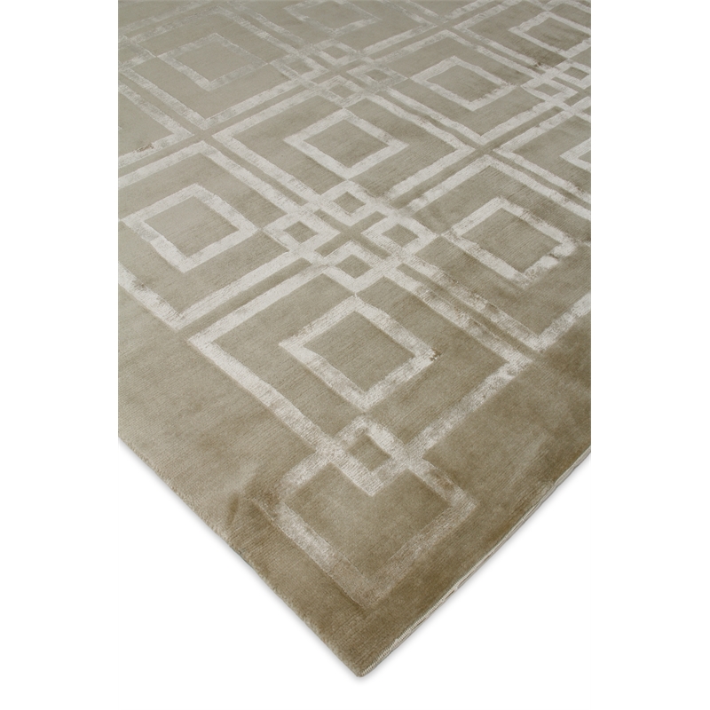 Super Tibetan Hand-Knotted Wool/Bamboo Silk Taupe 9'x12' Area Rug