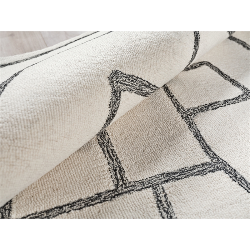 Tangiers Hand-Tufted New Zealand Wool Ivory/Black 6'x9' Area Rug