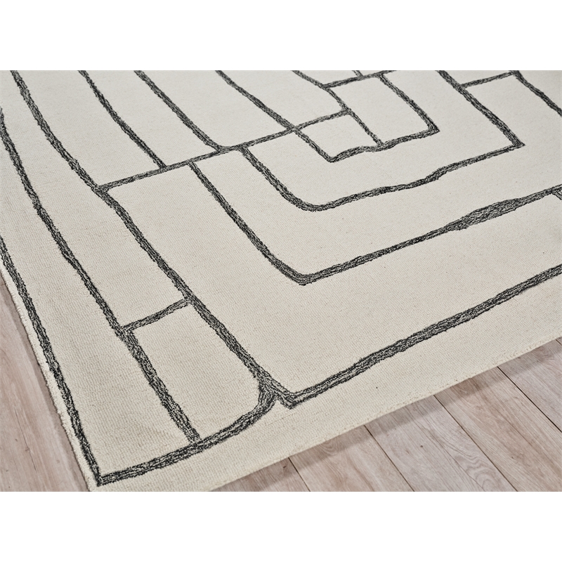 Tangiers Hand-Tufted New Zealand Wool Ivory/Black 9'x12' Area Rug