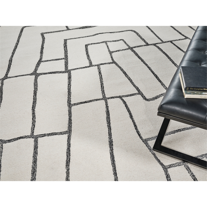 Tangiers Hand-Tufted New Zealand Wool Ivory/Black 9'x12' Area Rug