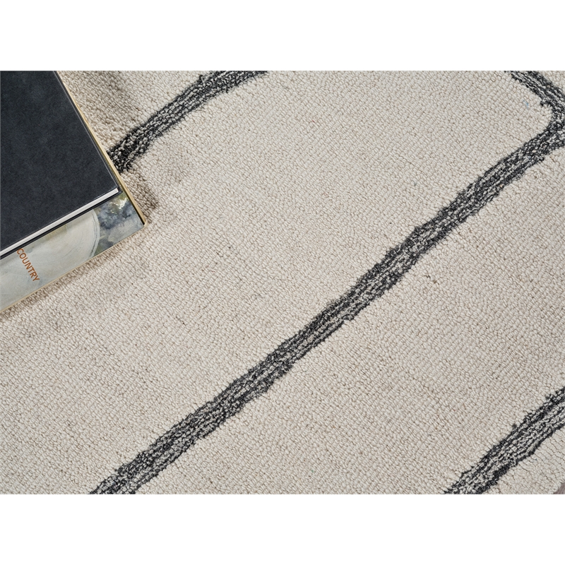 Tangiers Hand-Tufted New Zealand Wool Ivory/Black 9'x12' Area Rug