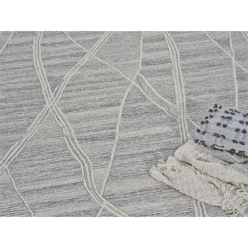 Tangiers Hand-Tufted New Zealand Wool Gray/Ivory 5'x8' Area Rug