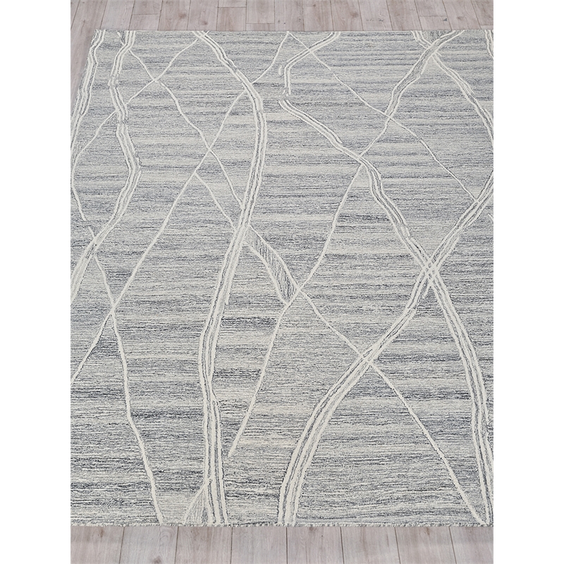 Tangiers Hand-Tufted New Zealand Wool Gray/Ivory 6'x9' Area Rug