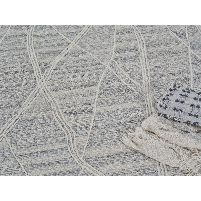 Tangiers Hand-Tufted New Zealand Wool Gray/Ivory 9'x12' Area Rug