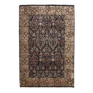 Super Fine Millefleur Hand-Knotted New Zealand Wool Navy/Green 12'x18' Area Rug