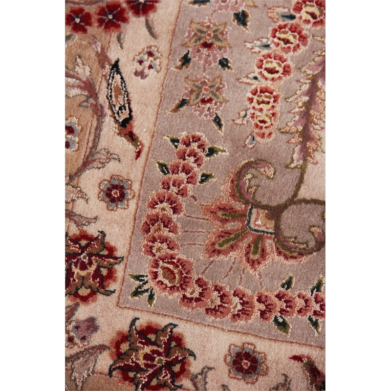 Super Fine Tabriz Hand-Knotted New Zealand Wool Black/Ivory 9'x12' Area Rug
