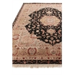 Super Fine Tabriz Hand-Knotted New Zealand Wool Black/Ivory 9'x12' Area Rug