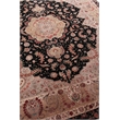 Super Fine Tabriz Hand-Knotted New Zealand Wool Black/Ivory 9'x12' Area Rug