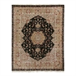 Super Fine Tabriz Hand-Knotted New Zealand Wool Black/Ivory 9'x12' Area Rug