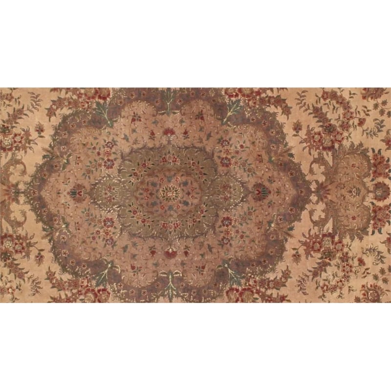 Super Fine Tabriz Hand-Knotted New Zealand Wool Ivory 8'x10' Area Rug